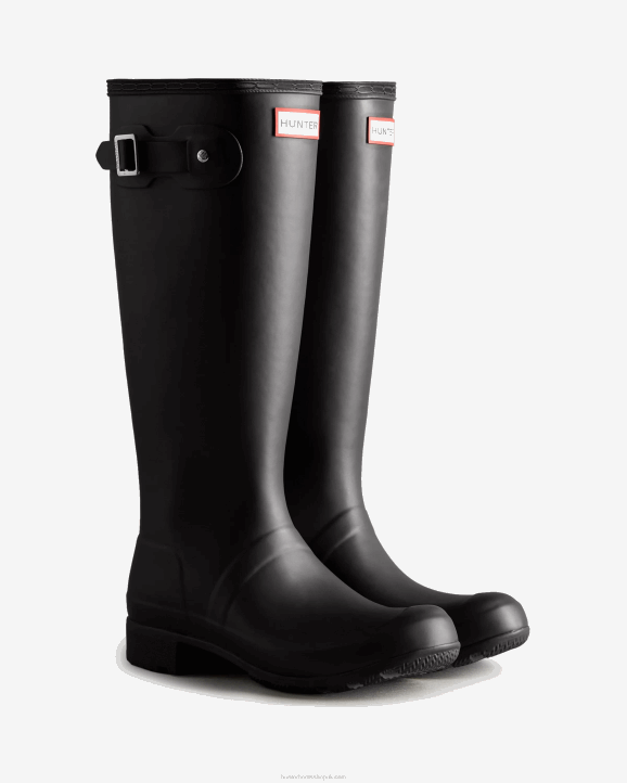 UK Hunter Women Tour Foldable Tall Rain Boots Black 28BV167