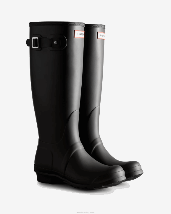 UK Hunter Women Tri-Colour Logo Backstrap Tall Rain Boots Black 28BV8