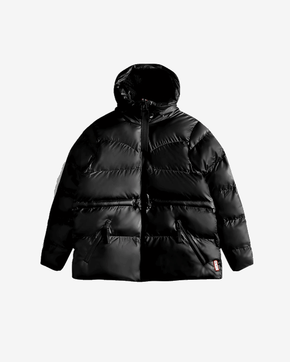 UK Hunter Women Insulated Rubberized A-Line Puffer Jacket Black 28BV356