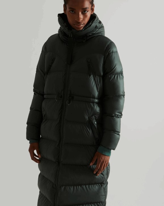 UK Hunter Women Insulated Rubberized Long Puffer Coat Arctic Moss Green 28BV369