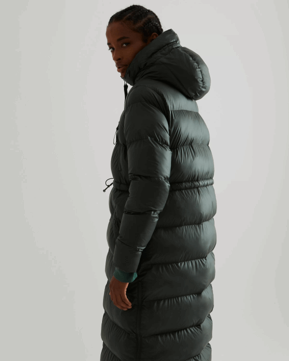 UK Hunter Women Insulated Rubberized Long Puffer Coat Arctic Moss Green 28BV369