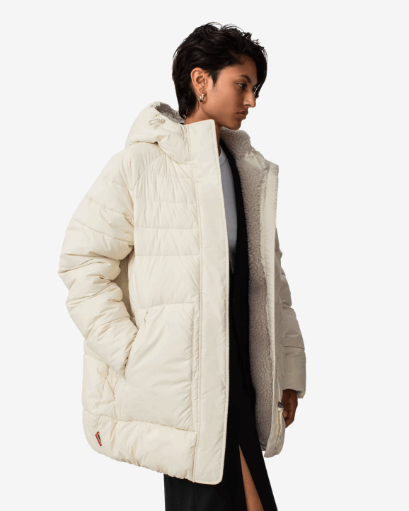 UK Hunter Women Intrepid Insulated Mid Puffer Jacket White Willow 28BV363