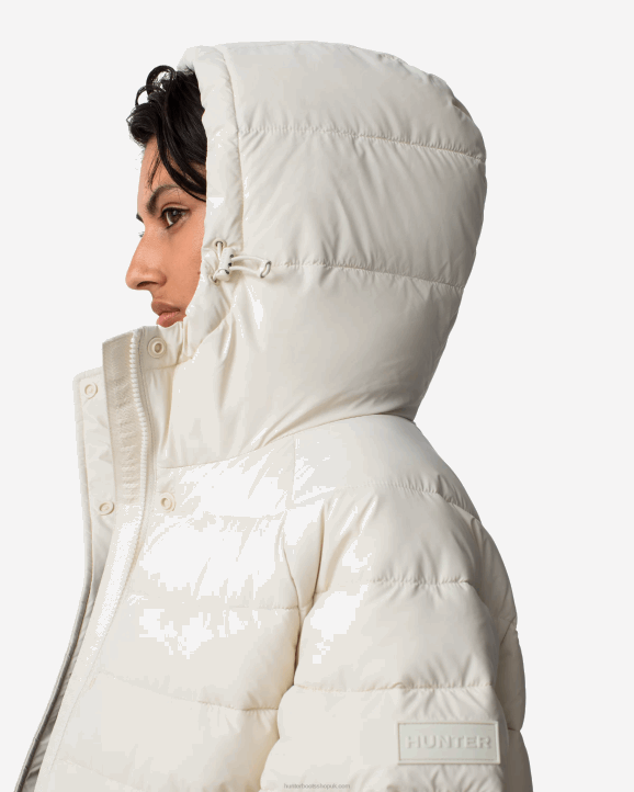 UK Hunter Women Intrepid Insulated Mid Puffer Jacket White Willow 28BV363
