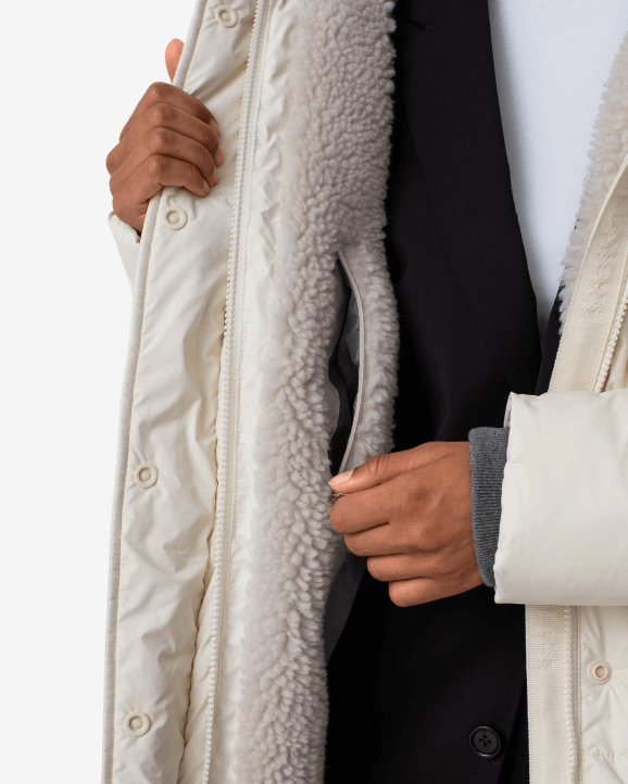 UK Hunter Women Intrepid Insulated Mid Puffer Jacket White Willow 28BV363