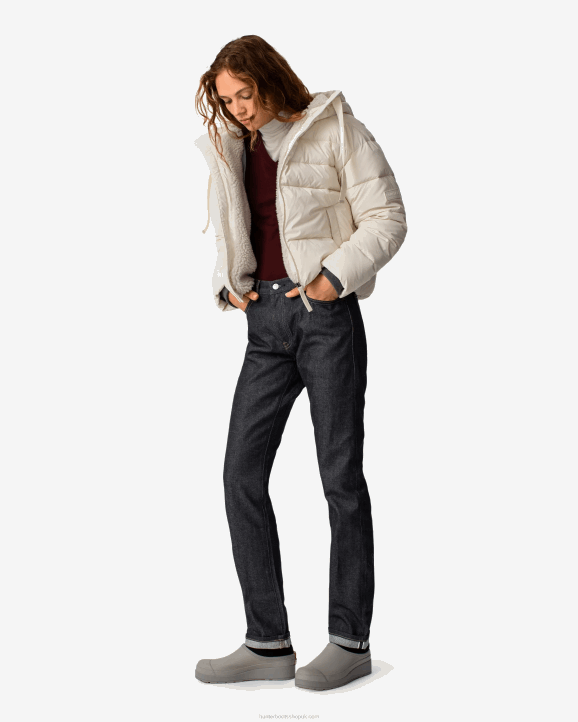 UK Hunter Women Intrepid Insulated Short Puffer Jacket White Willow 28BV361