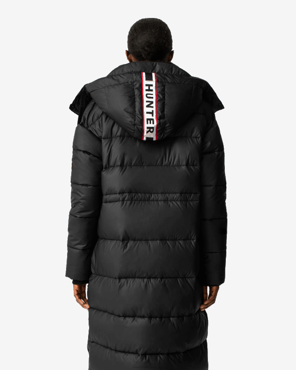 UK Hunter Women Intrepid Insulated Webbing Long Puffer Coat Hunter Logo Black 28BV367