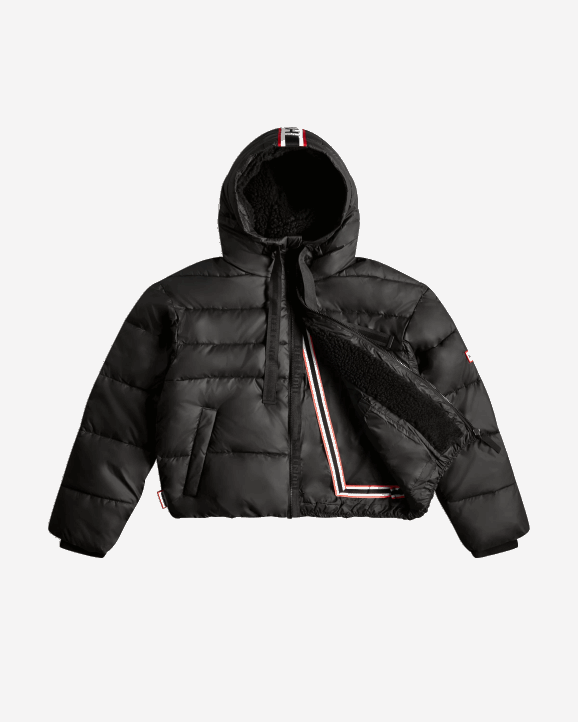 UK Hunter Women Intrepid Insulated Webbing Short Puffer Jacket Hunter Logo Black 28BV366