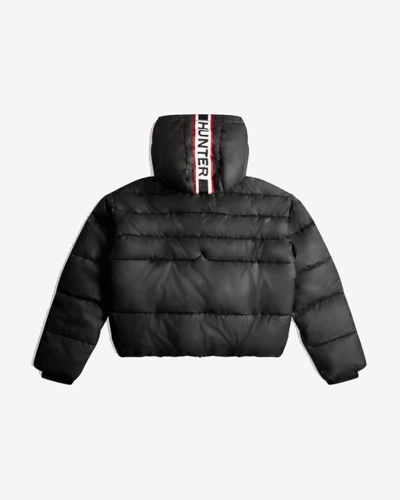 UK Hunter Women Intrepid Insulated Webbing Short Puffer Jacket Hunter Logo Black 28BV366