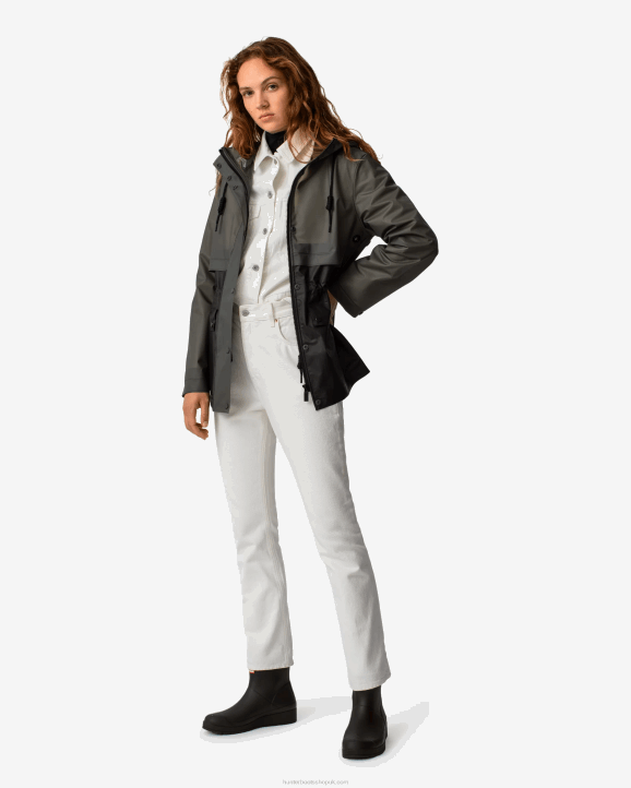 UK Hunter Women Play Transparent Vinyl Waterproof Jacket Dark Olive/Black 28BV352