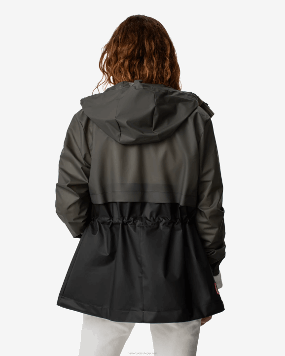 UK Hunter Women Play Transparent Vinyl Waterproof Jacket Dark Olive/Black 28BV352