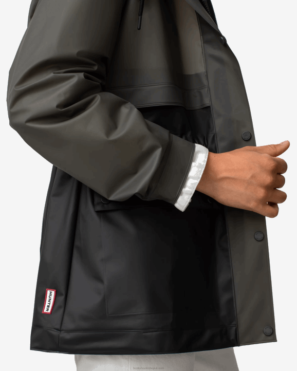 UK Hunter Women Play Transparent Vinyl Waterproof Jacket Dark Olive/Black 28BV352