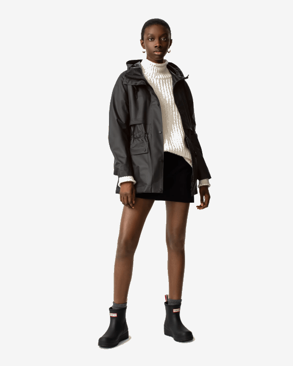 UK Hunter Women Play Transparent Vinyl Waterproof Jacket Hunter Black 28BV353