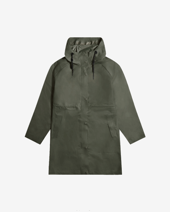 UK Hunter Women Play Transparent Vinyl Waterproof Parka Dark Olive 28BV350