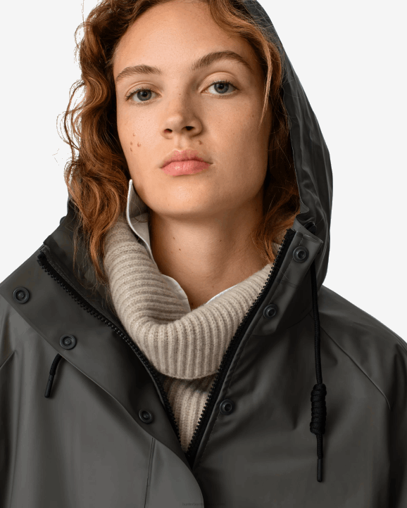 UK Hunter Women Play Transparent Vinyl Waterproof Parka Dark Olive 28BV350