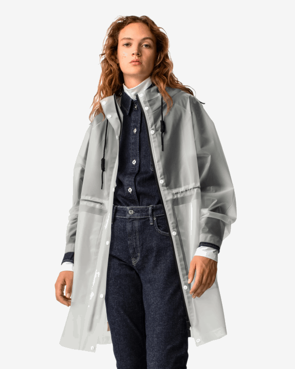 UK Hunter Women Play Transparent Vinyl Waterproof Parka White 28BV340