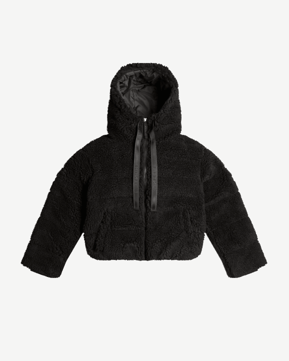 UK Hunter Women Wanderer Vegan Shearling Insulated Short Puffer Jacket Hunter Black 28BV372